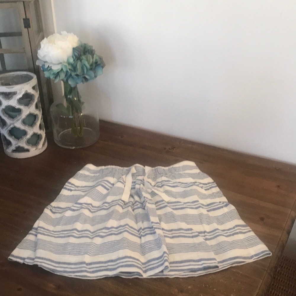 J Ceres blue and white striped linen flowy skirt